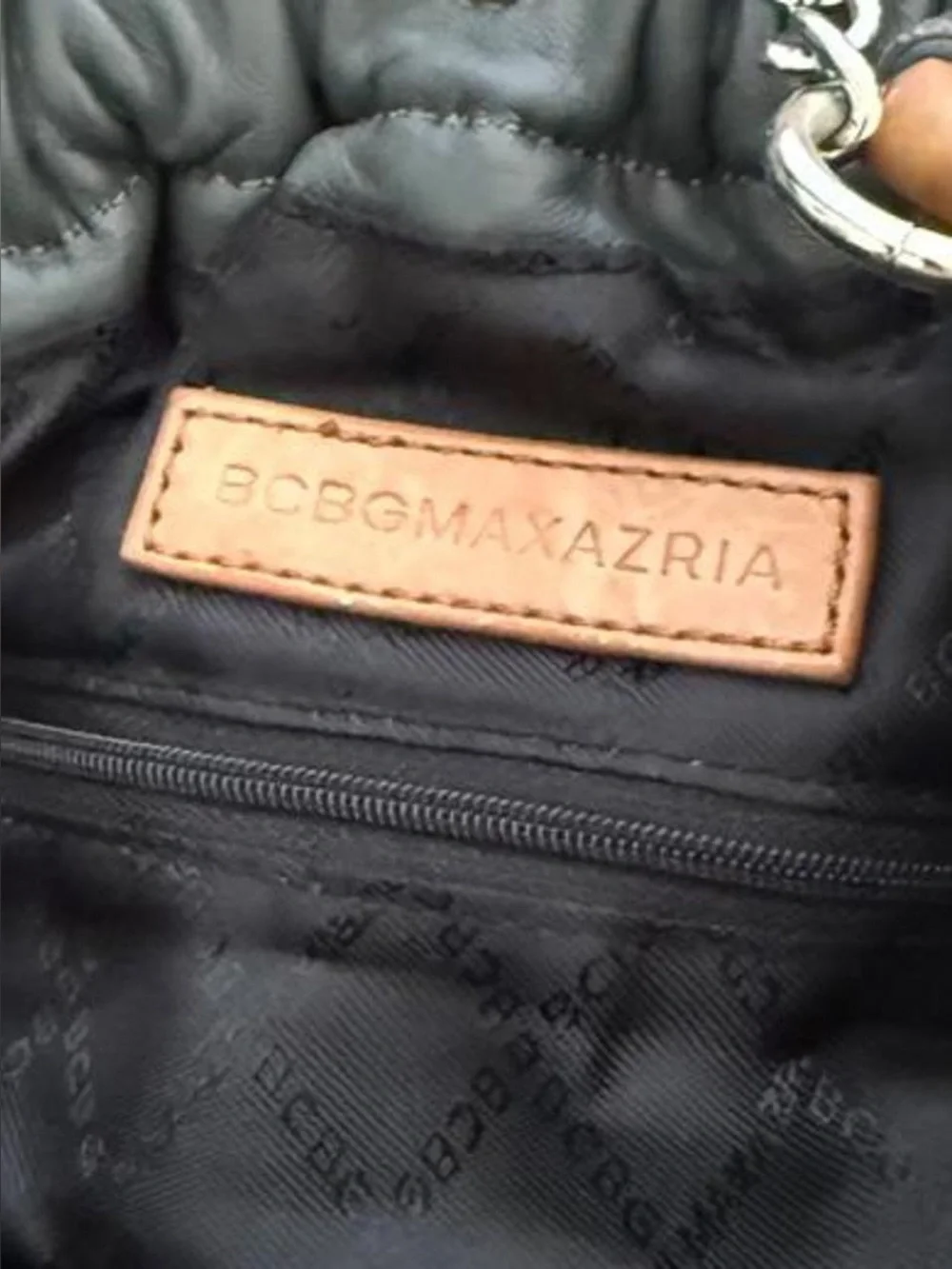 BCBG Max Azria Grey Ruched Lambskin Bag